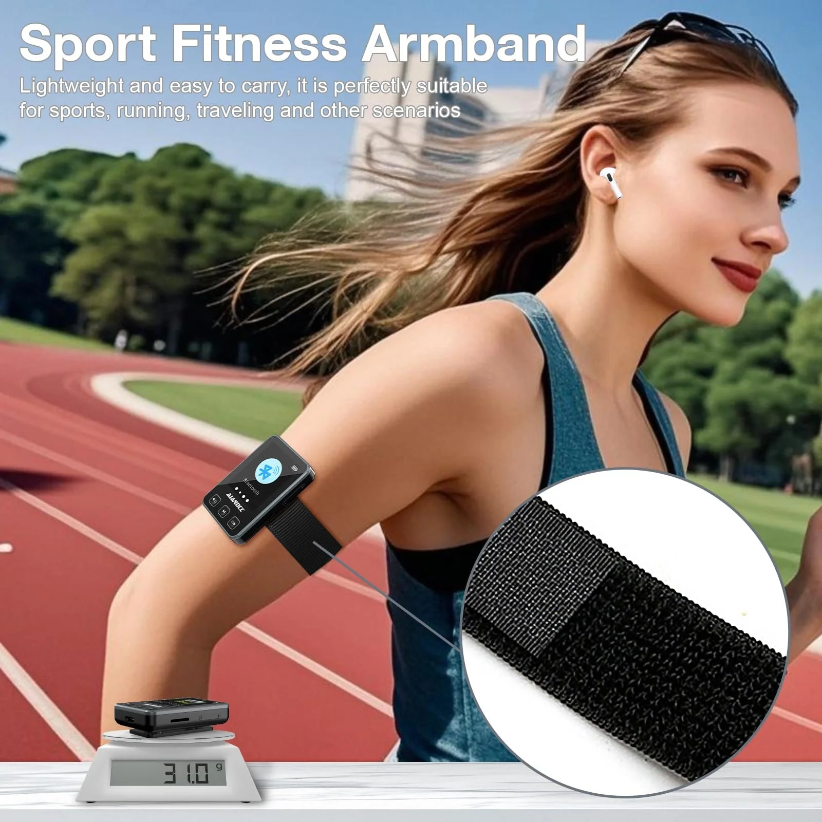 MP3 плеер Bluetooth 5.3 со спортивным зажимом и ремешком, 1.77-дюймовый TFT цветной экран, с наушниками, поддержка SD-карты до 128GB, Черный, фото №3