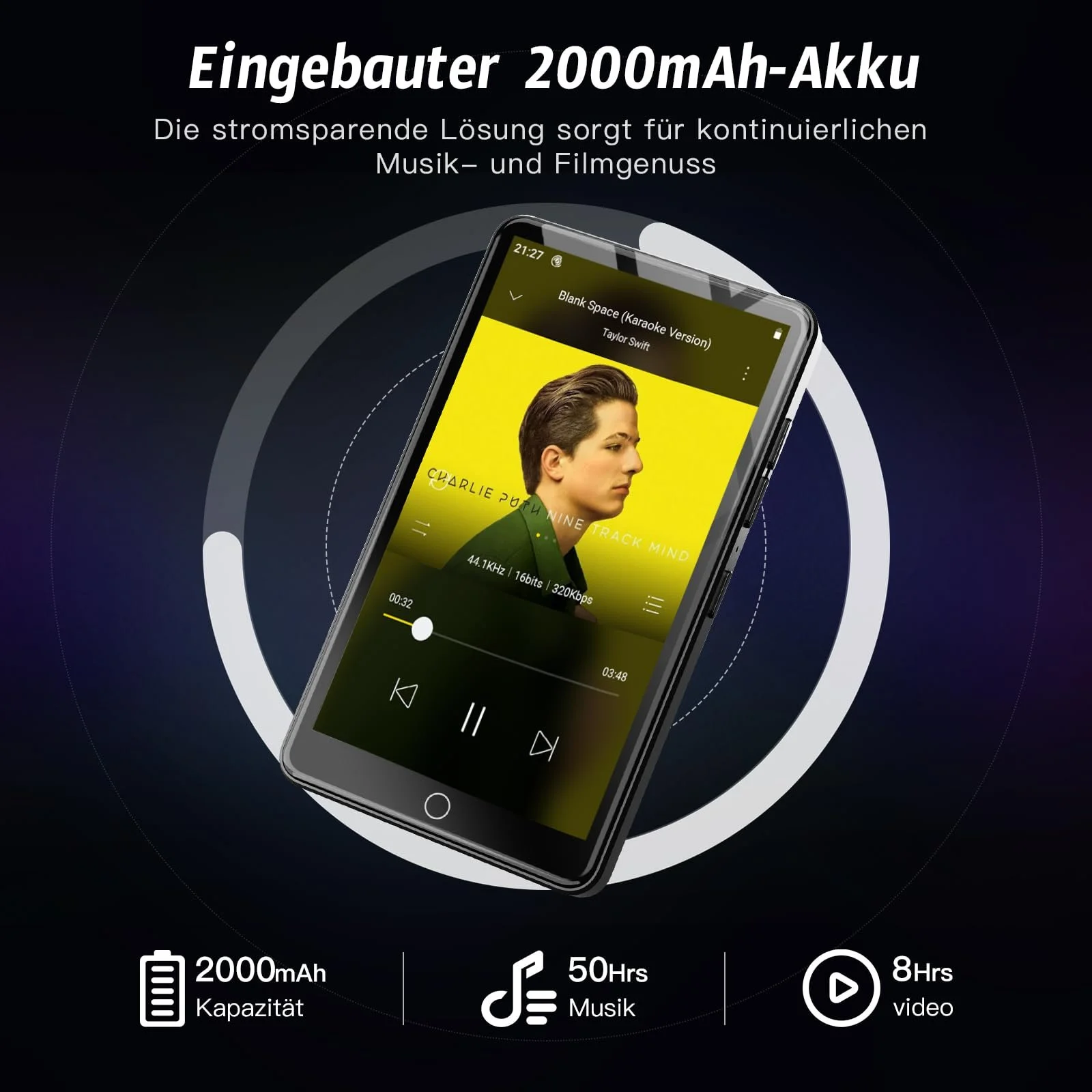 MP4 плеер 4.02 дюйма с Bluetooth и WiFi, 80 ГБ, с камерой 13 МП, музыкальный плеер для детей с динамиками, Android, с Spotify, YouTube, Play Store, фото №7