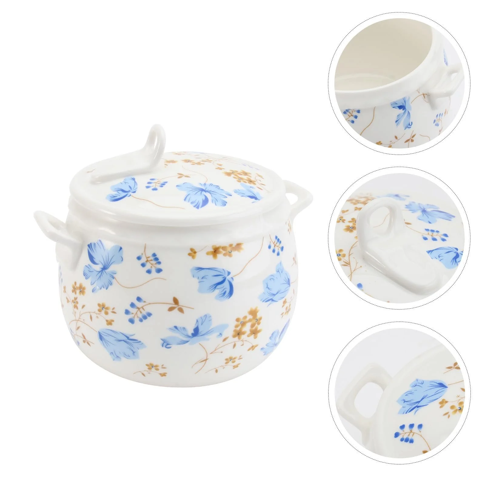 Кастрюля для тушения Keramik керамическая с крышкой декор Орхидеи термостойкая с ручками, фото №8