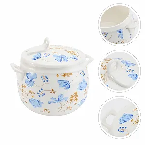 Кастрюля для тушения Керамическая с крышкой Узор Орхидея Термостойкая synthetic.ua - Фото 1