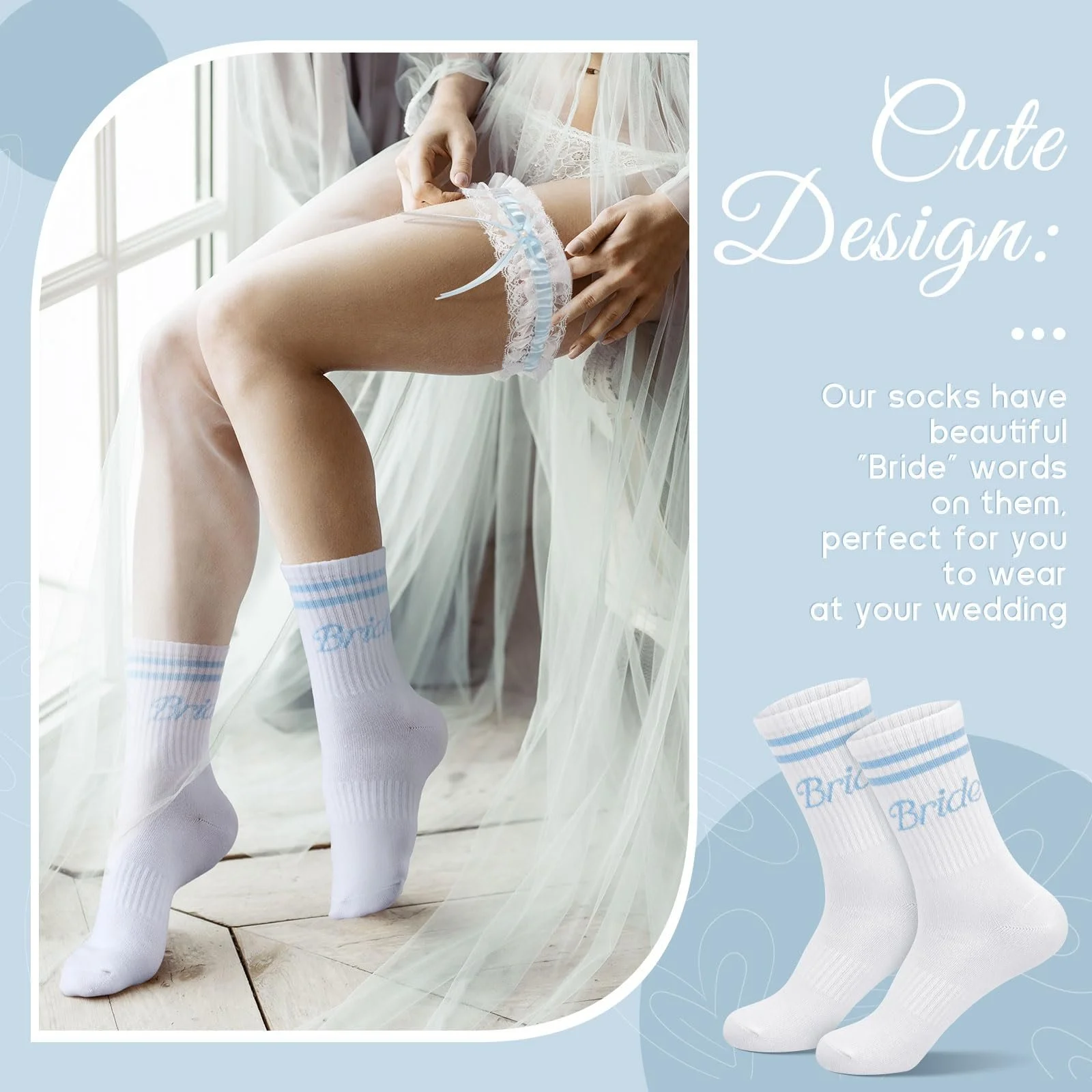 Носки Sintege Blue Bride Gifts, булавка для невесты, подвязка, косметичка и резинки для волос. Аксессуары для свадебной вечеринки JGA, фото №6 Носки Sintege Blue Bride Gifts, булавка для невесты, подвязка, косметичка и резинки для волос. Аксессуары для свадебной вечеринки JGA, фото №6