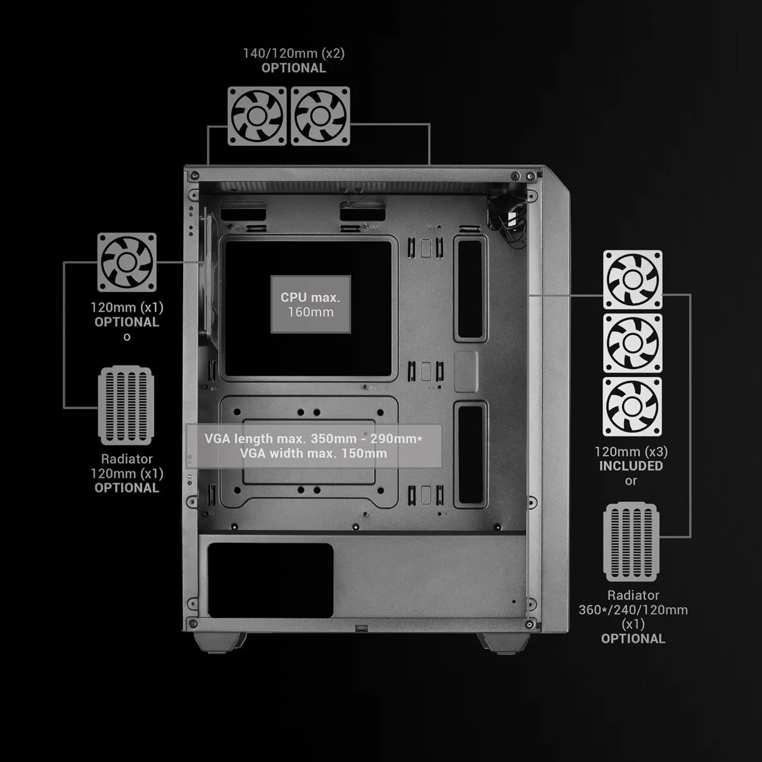 Корпус для ПК Mars Gaming MC-MAG FRGB Black, фото №5
