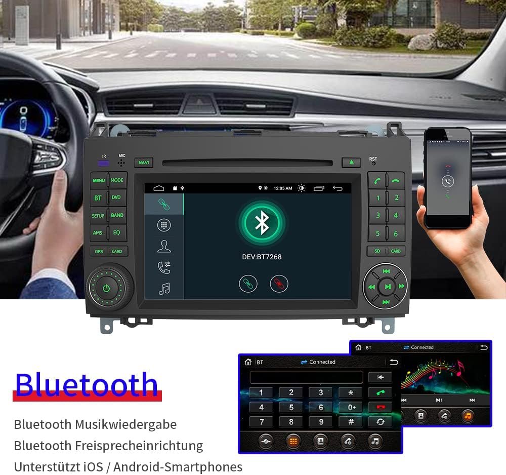 Штатна автомагнітола AWESAFE AW-M8B для Mercedes-Benz / 7" / Сенсорна / 2/32Гб / Android 12 / Apple CarPlay / Android Auto / Bluetooth / WI-FI / GPS / USB / CD / DVD / DAB+, фото №5