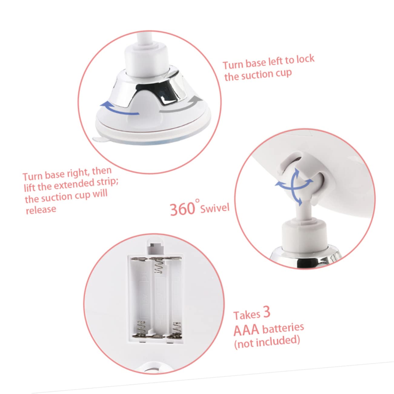 Дзеркало Angoily 8x Кругле Косметичне LED Біле, фото №7 Дзеркало Angoily 8x Кругле Косметичне LED Біле, фото №7