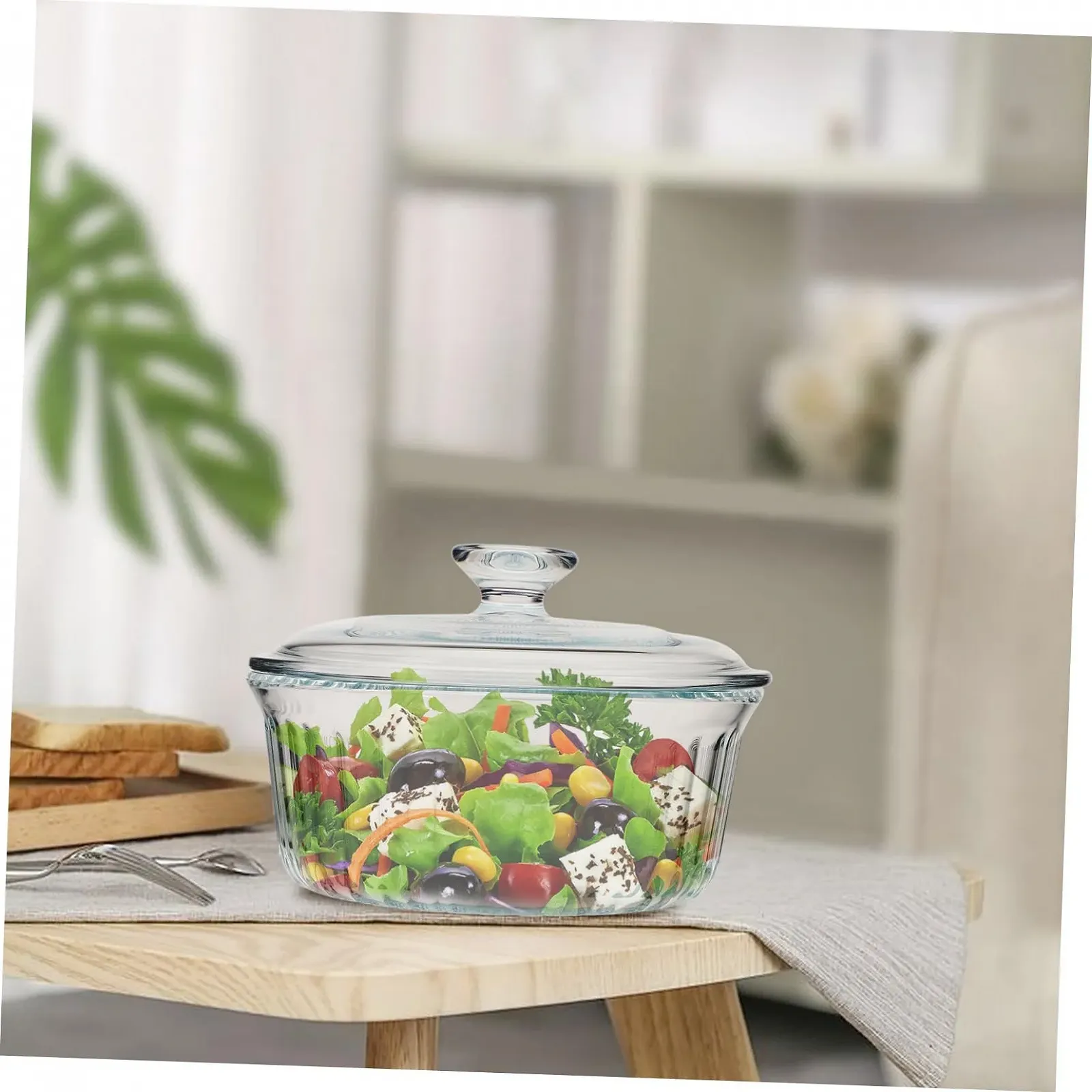 Форма для запікання GALPADA кругла скляна з кришкою термостійка прозора, фото №7