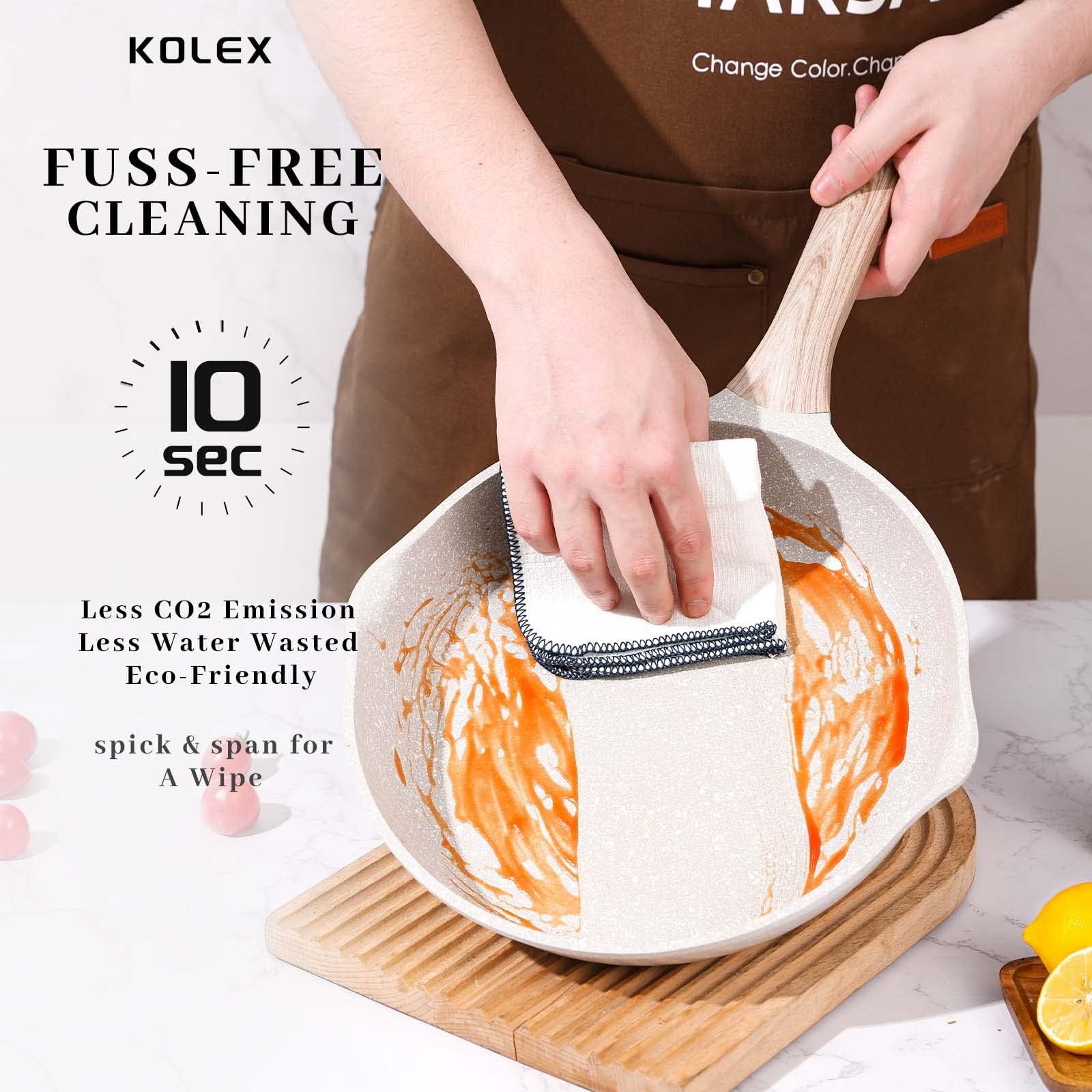 Набор KOLEX 12-Штук Покрытие из Гранита Антипригарный серо-бежевый, фото №4 Набор KOLEX 12-Штук Покрытие из Гранита Антипригарный серо-бежевый, фото №4