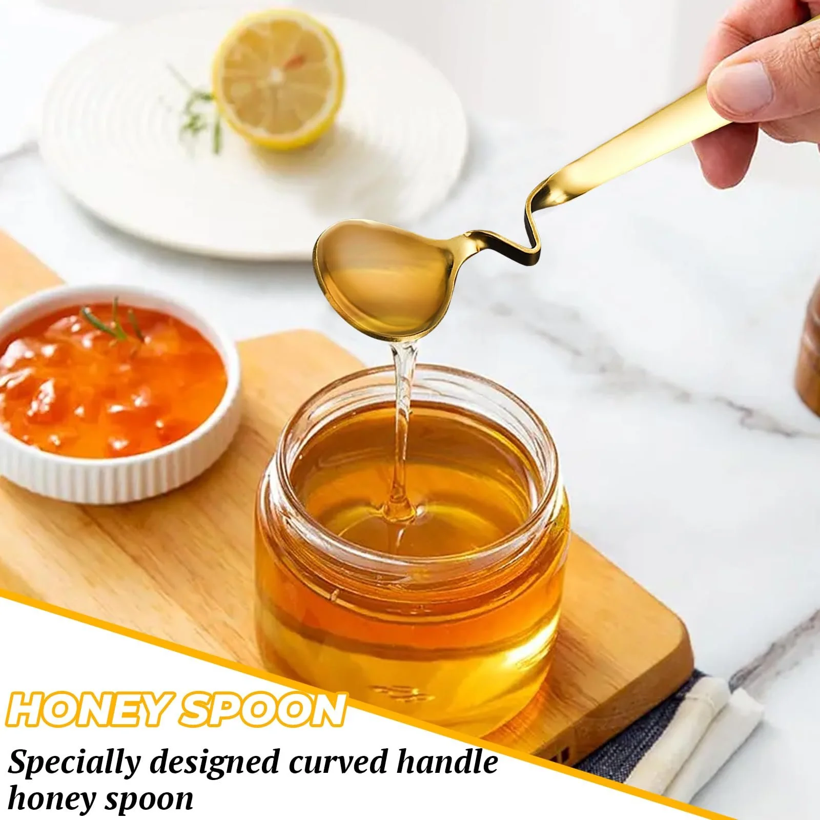 Набір з 2 золотих ложок для джему, фото №3