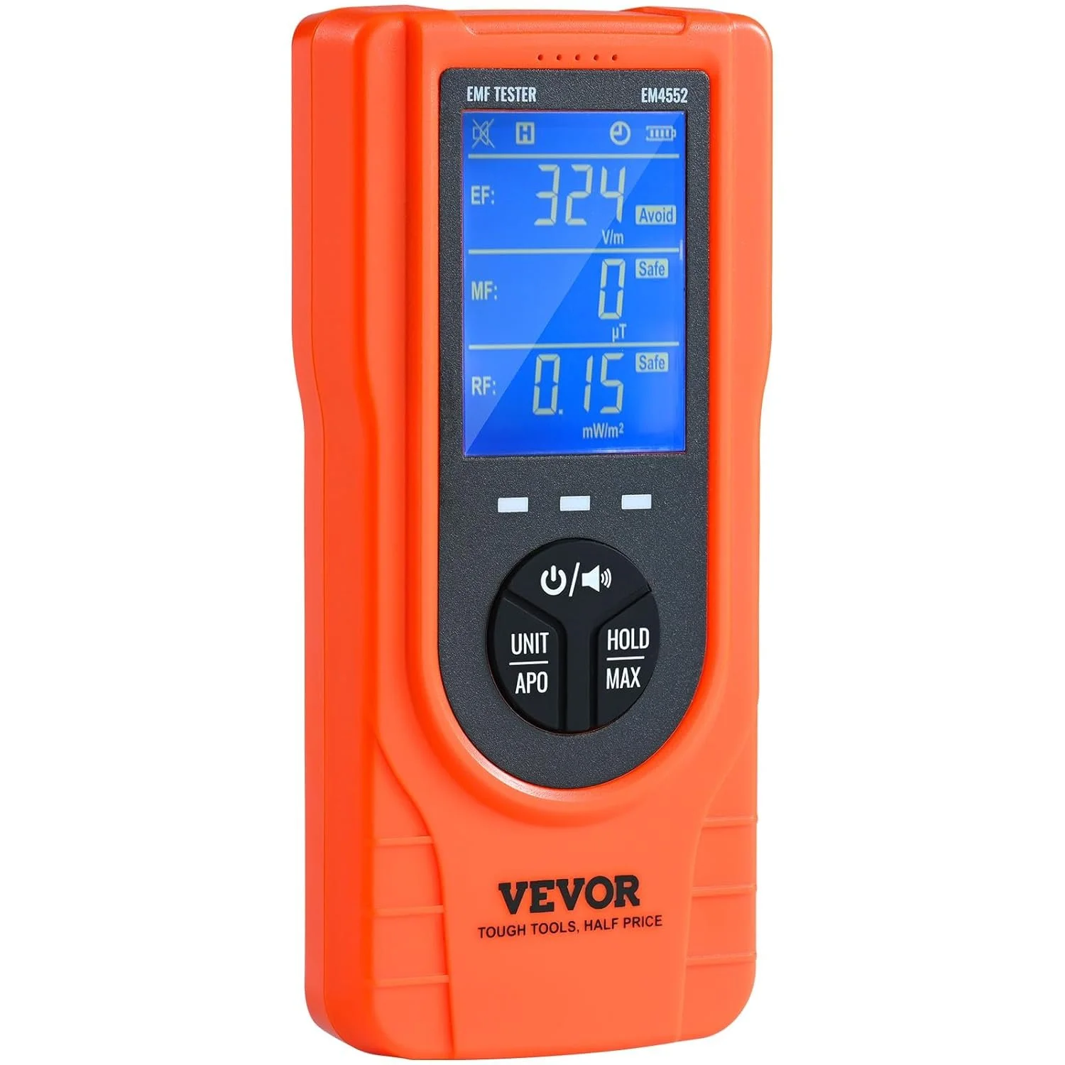 Цифровий РК-ЕМП-метр VEVOR EM4552 3-в-1 / EF, MF, RF / Акумуляторний / Помаранчевий, фото №2 Цифровий РК-ЕМП-метр VEVOR EM4552 3-в-1 / EF, MF, RF / Акумуляторний / Помаранчевий, фото №2