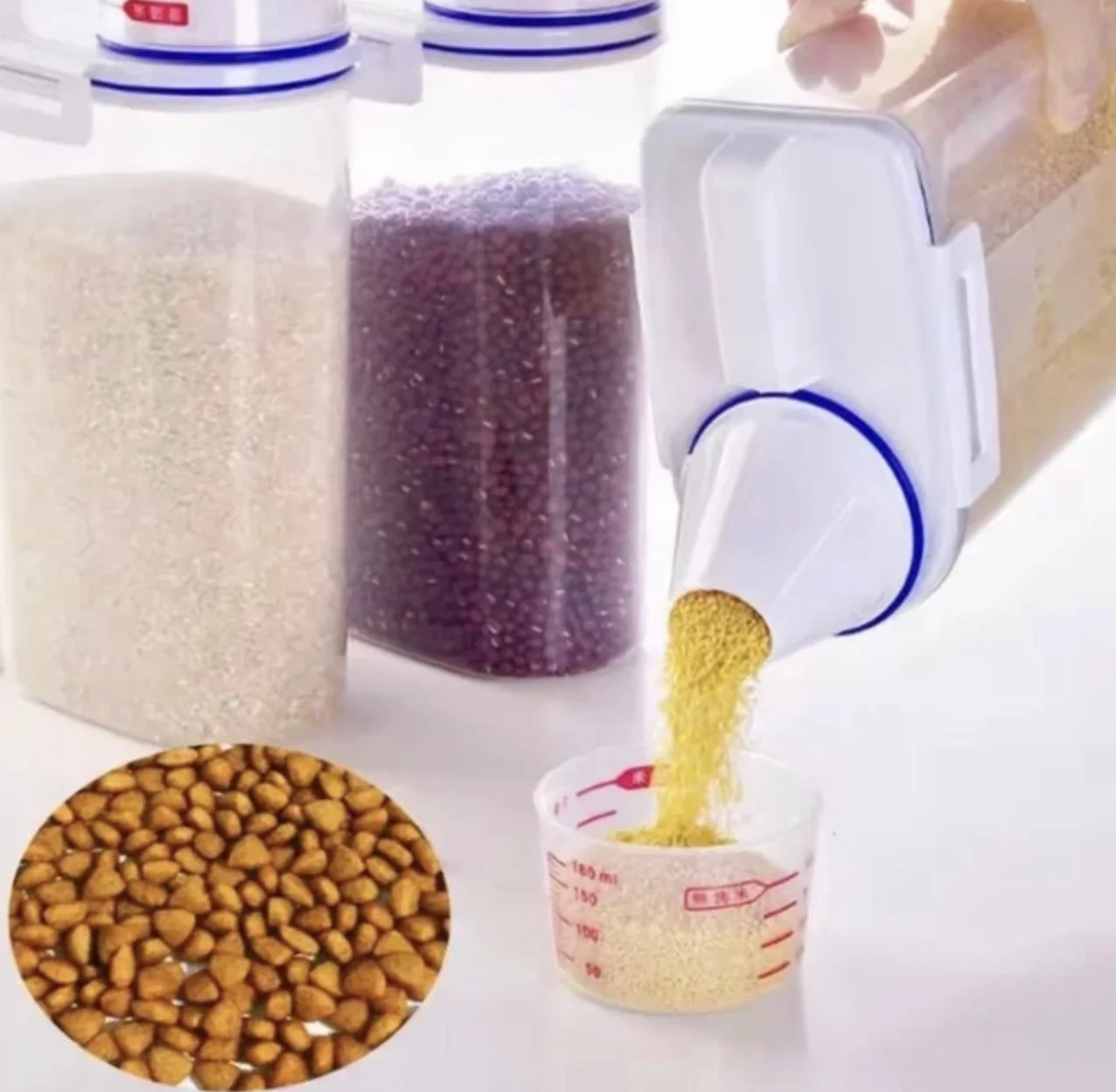 Дозатор-контейнер для сухого корму та круп 2 л Прозорий, фото №4