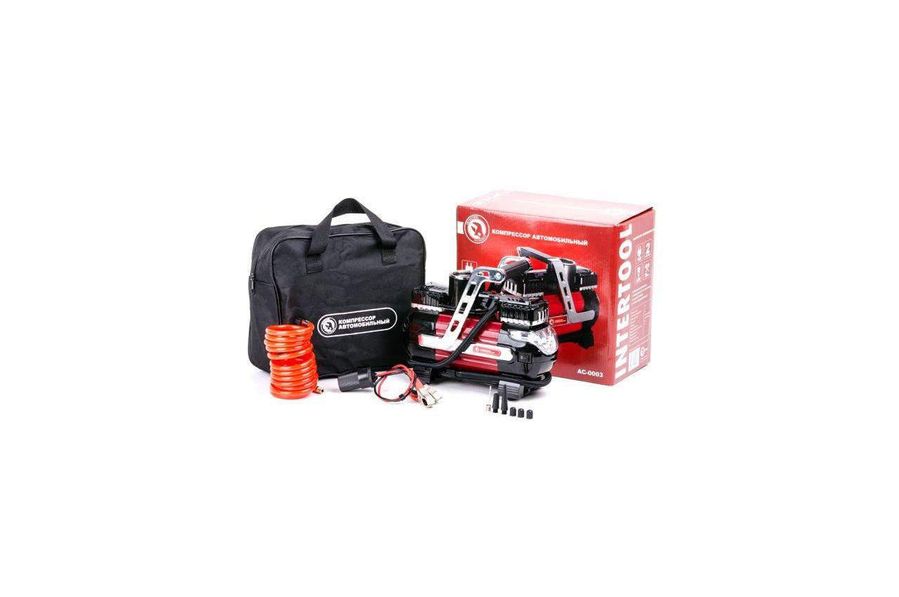 Мінікопресор автомобільний Intertool 12В x 7 бар 40 л/мин двопошневої (AC-0003), фото №5
