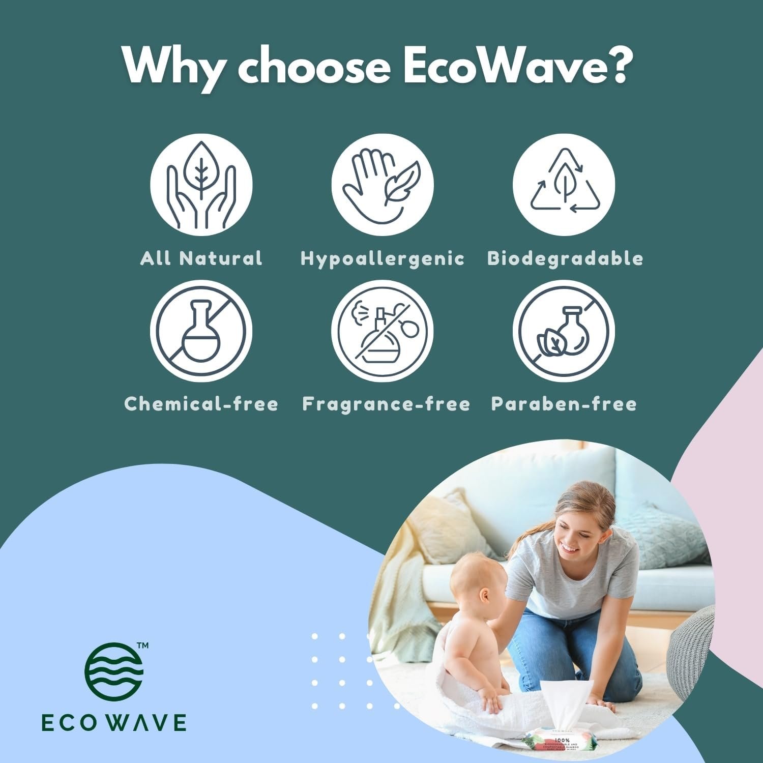 Салфетки детские ECO WAVE бамбуковые, 768 штук, фото №2