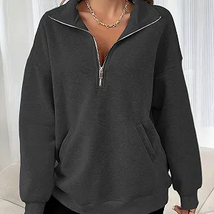 Женский худи на молнии Осенний большой размер с капюшоном и карманом synthetic.ua - Фото 1