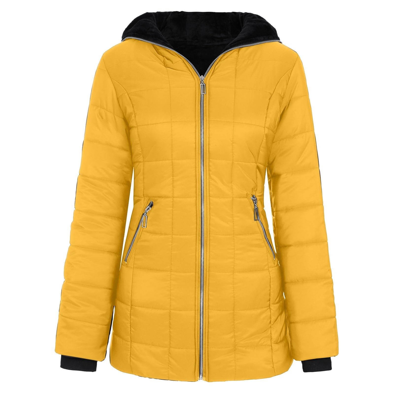 Жіноче зимове пальто на флісовій підкладці, тепле, середньої довжини, фото №3