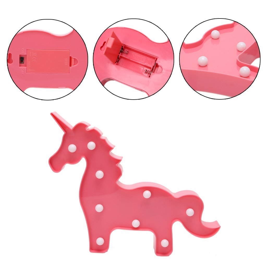 Світильник Trendario LED Ночнічник для дітей Бордовий Одноріг Рожевий, фото №2