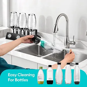 Щітка vinlley 35 см ергономічна ручка біла щетина та зелена губка для Sodastream synthetic.ua - Фото 1