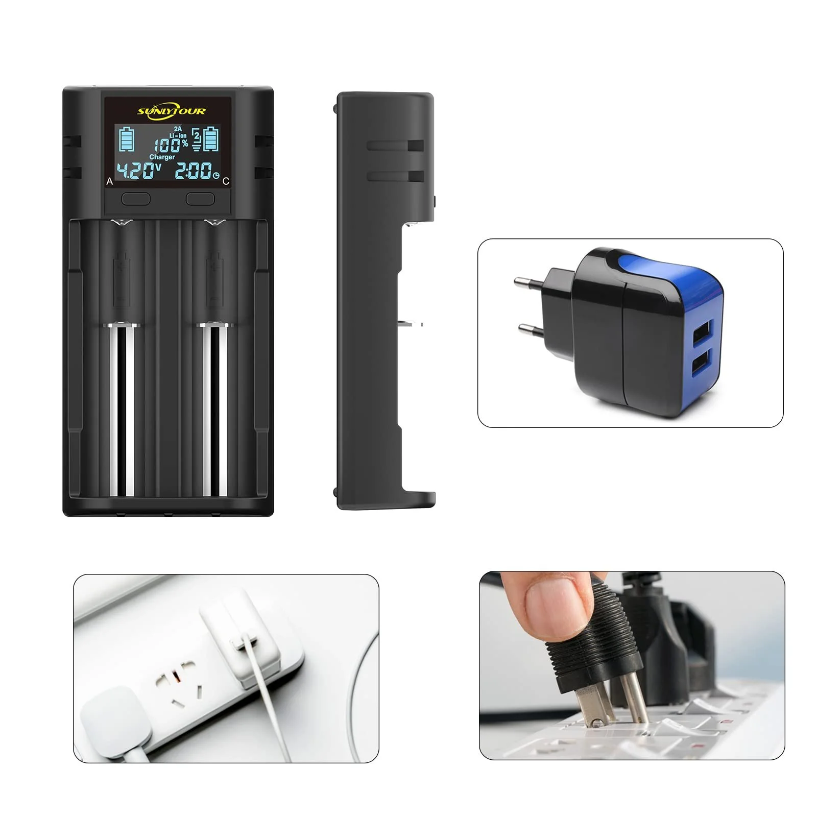 Зарядний пристрій Intelligent для 21700 18650, LCD зарядний пристрій для 21700 21750 21700 18650 для 20700 22700 26650 26700 16340 (RCR123) 17650 17670 NI-M H/H/NI-Cd AA AA AAA, фото №4