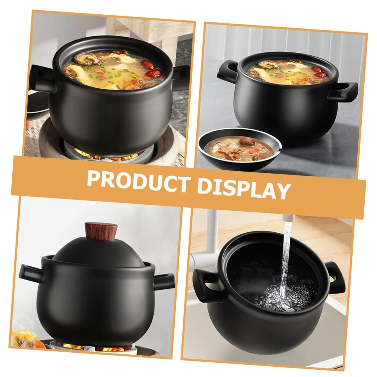 Кастрюля-жаровня VALICLUD термостойкая для газовых плит с ручкой для супов и рагу, фото №3