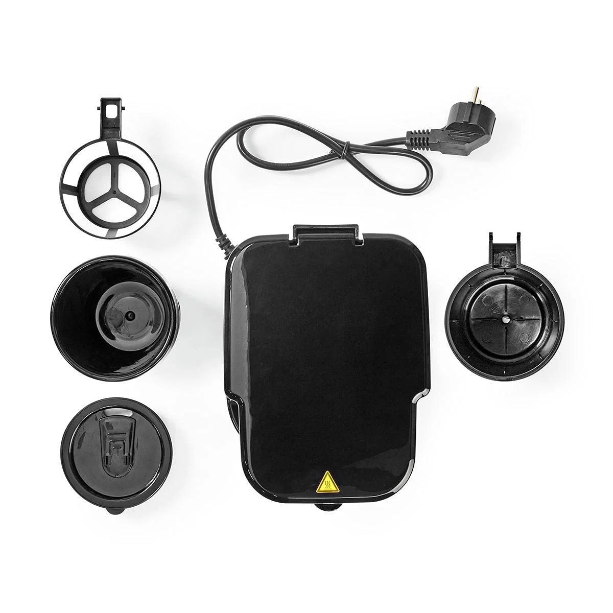 Фільтраційна кавоварка Nedis 0.4 L на 1 чашку з таймером чорна/срібляста, фото №2