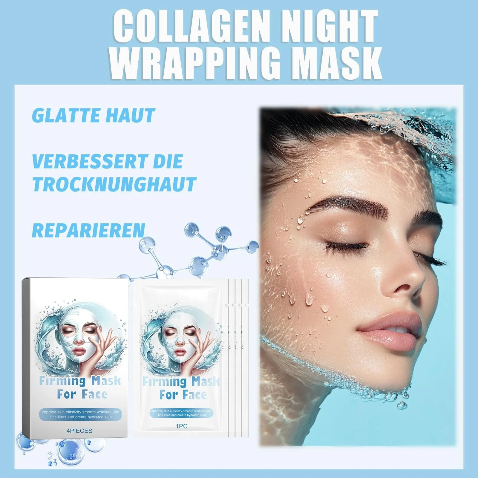 Маска для обличчя Altherona Collagen, 4 шт, зволожуючі, антивікові колагенові маски, фото №4 Маска для обличчя Altherona Collagen, 4 шт, зволожуючі, антивікові колагенові маски, фото №4