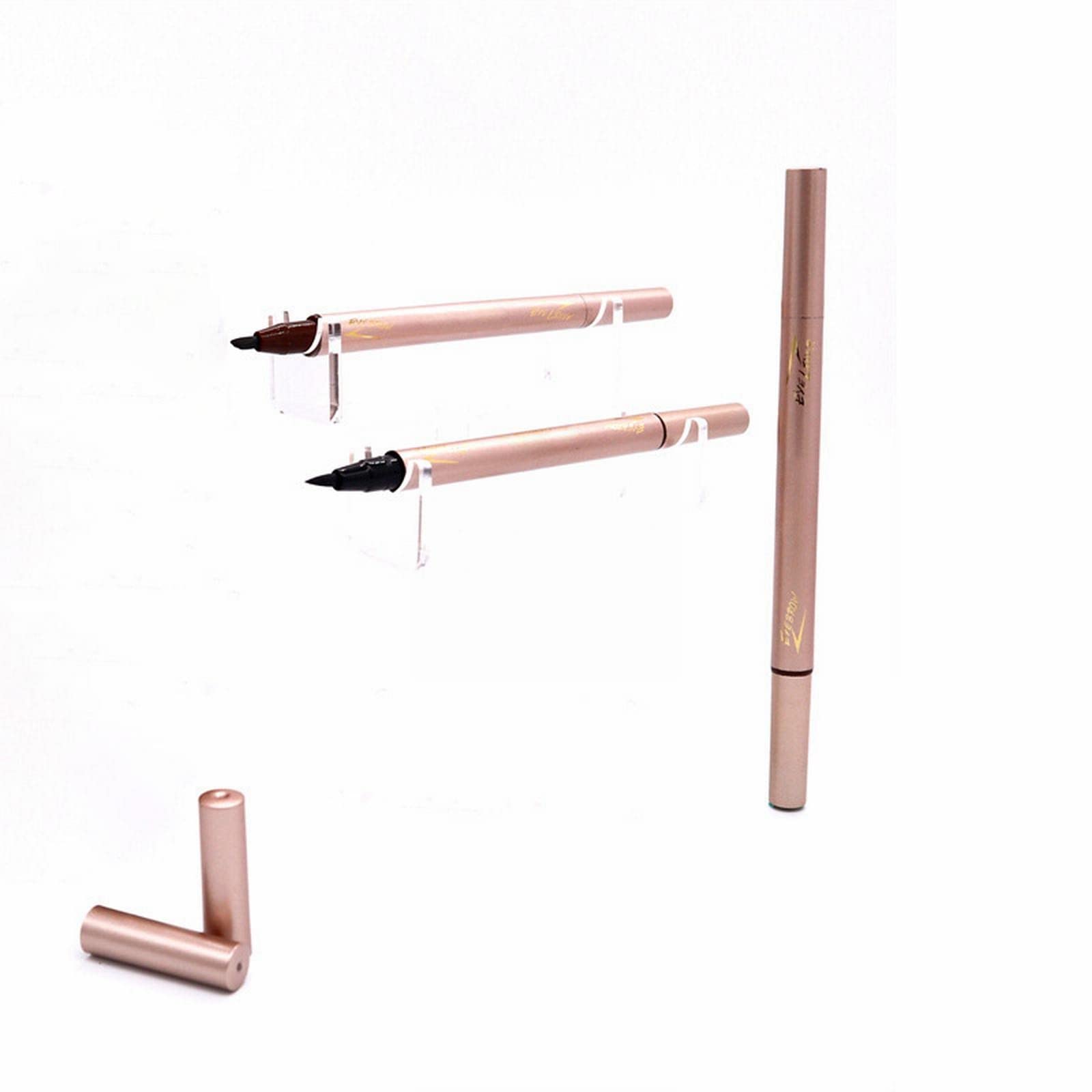 Олівець для брів Durable Double Head Eyeliner Two in One Quick Drying Waterproof Eyebrow Pencil Powder Pen Чорний, фото №4
