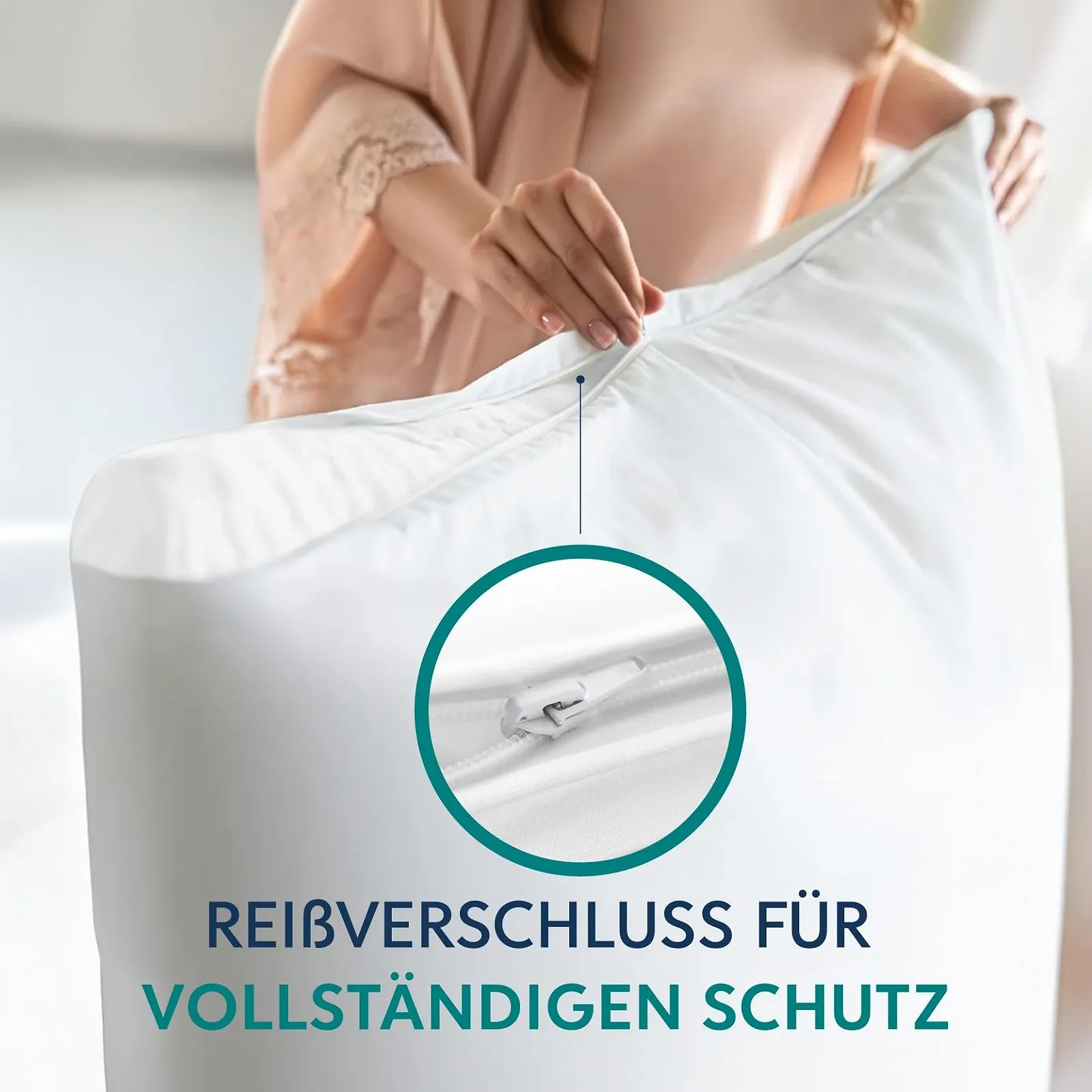 Набір для подушок Dreamzie 2 шт. 80 x 80 см, чохол, постільна білизна для алергіків, професійно протестована, фото №5