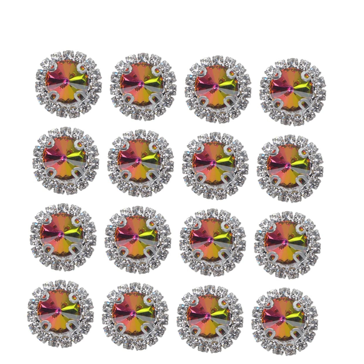 Стразы Плоские Operitacx Круглые Радужные 40 шт для рукоделия, свадебных и праздничных украшений, изготовления ювелирных изделий, чехлов для телефонов, скрапбукинга и прочего, фото №2