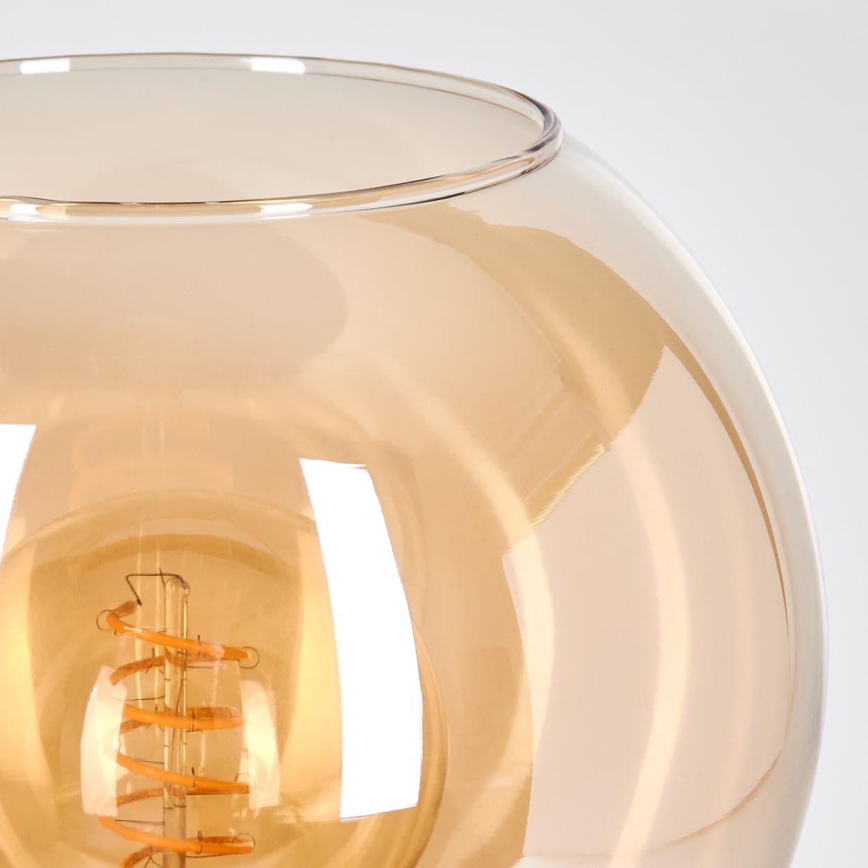 Настільна лампа HOFSTEIN Koyoto метал / скло 20 см E27 Чорний/Бурштиновий, фото №4