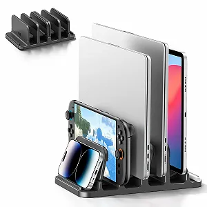 Подставка для ноутбука вертикальная KDD с 4 слотами и гравитационным замком, 6 в 1, для MacBook/Surface/Samsung/HP/Dell/Book/Tablet/Switch и телефона - Фото 1