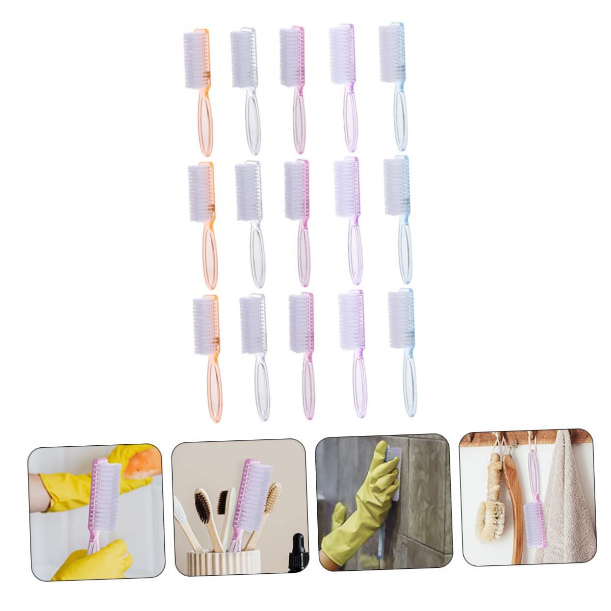 Щітка для нігтів з довгою ручкою гнучка щетина пластикова прозорі кольорові, фото №8