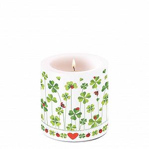 Свеча Ambiente Flowers Lucky Clover Настольная круглая маленькая для стола диаметр 7.5 x 9 см - Фото 1