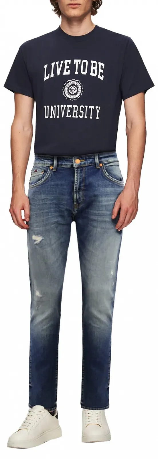 Джинси LTB Hollywood 300 Прямий крій Середня посадка Basic-5-Pocket Темно-синій з бавовняної суміші Розмір W32L30, фото №1