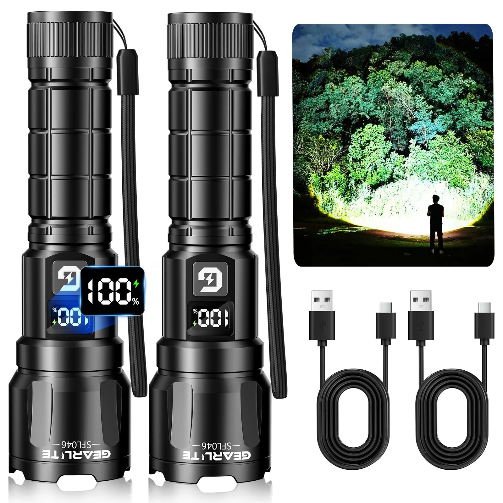 LED Ліхтар GEARLITE 2025 6000 люмен, тактичний, масштабований, 3 режими, IP65, водонепроникний, фото №1