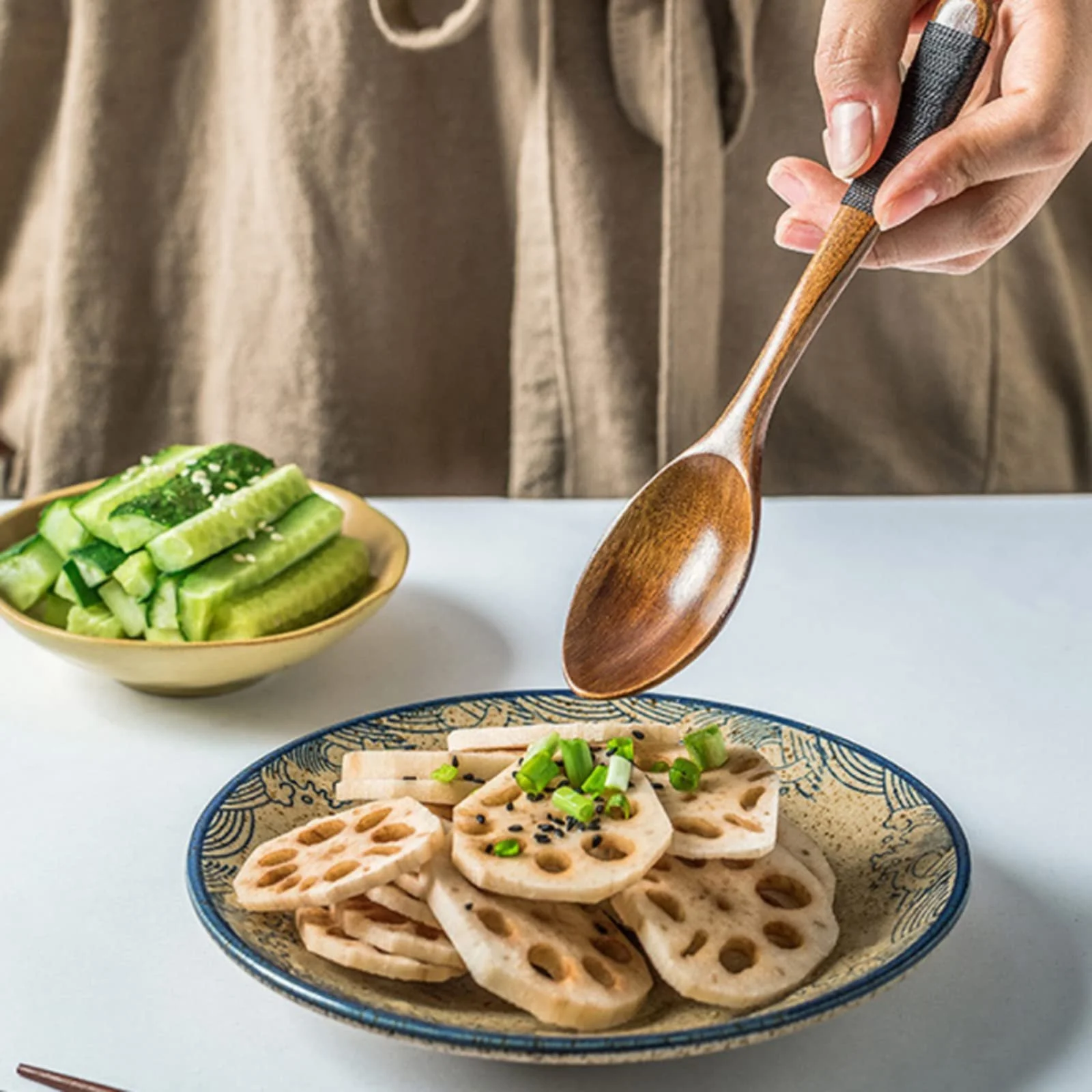 Набір з 6 дерев'яних кухонних ложок для варення в корейському стилі, фото №7