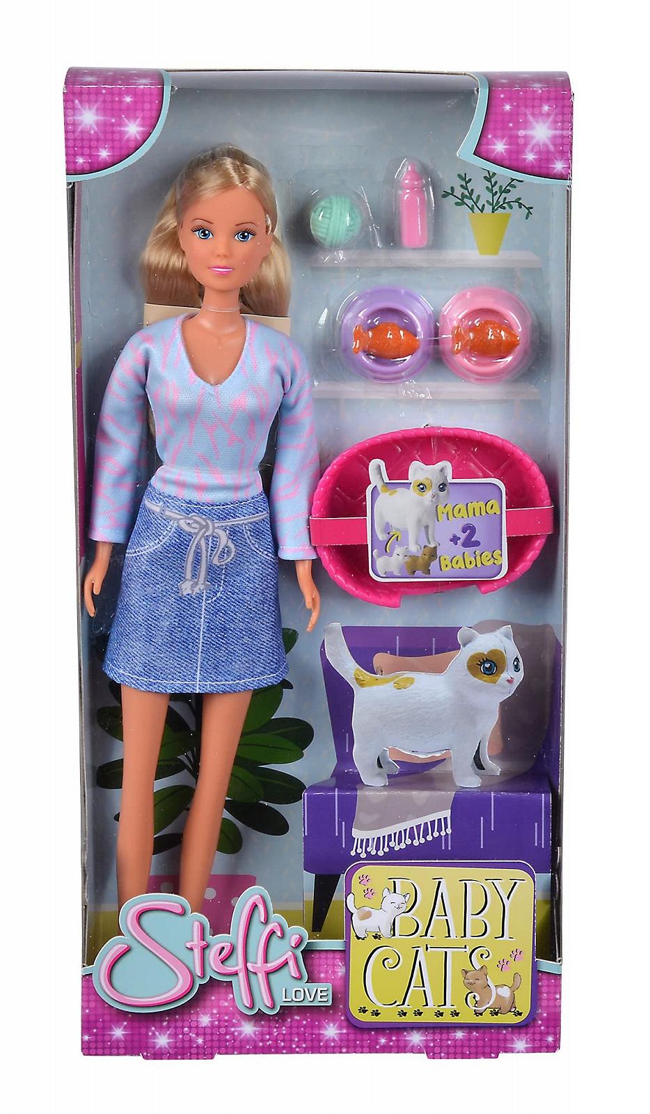 Кукла Steffi Love Детские котики Simba, модное платье, беременная кошка и двое милых котят, аксессуары, 29 см, от 3 лет, фото №6