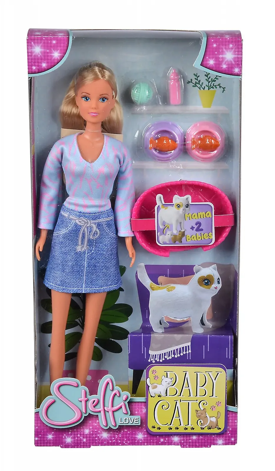 Лялька Steffi Love Дитячі котики Simba, модна сукня, вагітна кішка та двоє милих кошенят, аксесуари, 29 см, від 3 років, фото №6 Лялька Steffi Love Дитячі котики Simba, модна сукня, вагітна кішка та двоє милих кошенят, аксесуари, 29 см, від 3 років, фото №6