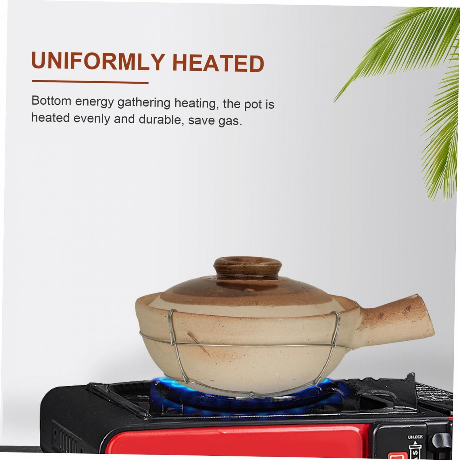 Керамическая кастрюля для запекания 0.5 л из глины с практичной ручкой и антипригарным покрытием, фото №8