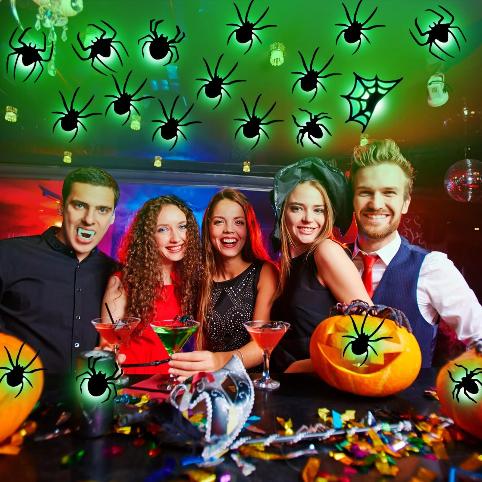 Наклейка на стіну Joycabin Halloween Decoration LED Spider 24 шт. зелена, фото №4 Наклейка на стіну Joycabin Halloween Decoration LED Spider 24 шт. зелена, фото №4