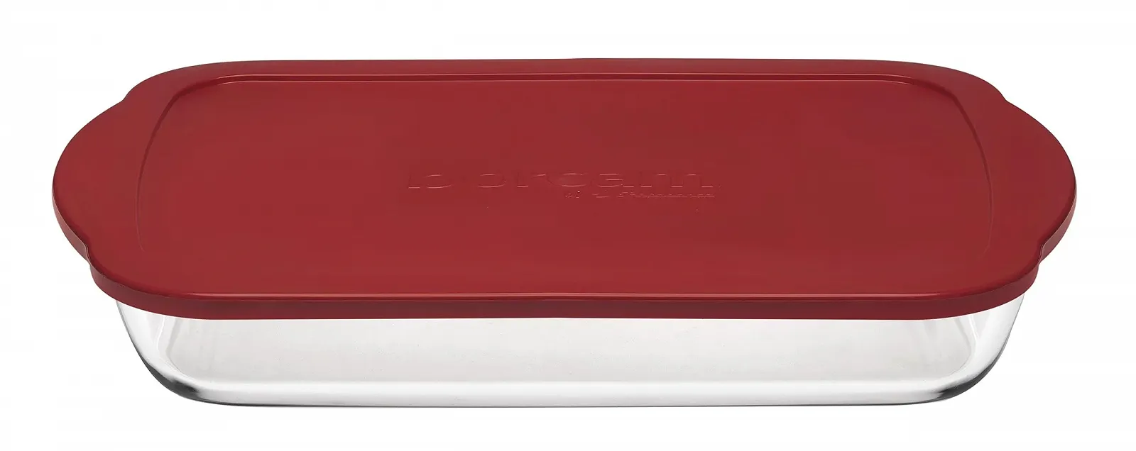 Форма для запікання Pasabahce Borcam 59006 2 л Скляна з пластиковою кришкою Прозора/Червона, фото №1