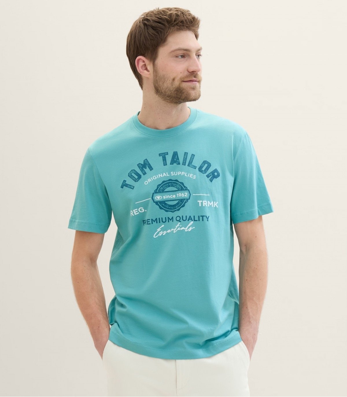 Футболка LOGO TEE MEN'S  1037735ХХ35272 Tom Tailor Блакитний 2XL, фото №1