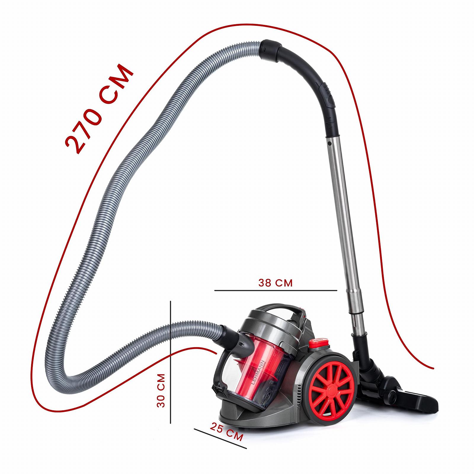 Цилиндрический пылесос LEHMANN LHOCV-7018 Cyclone 4000 Вт безмешковый с насадками HEPA фильтр 1.8 л, фото №7