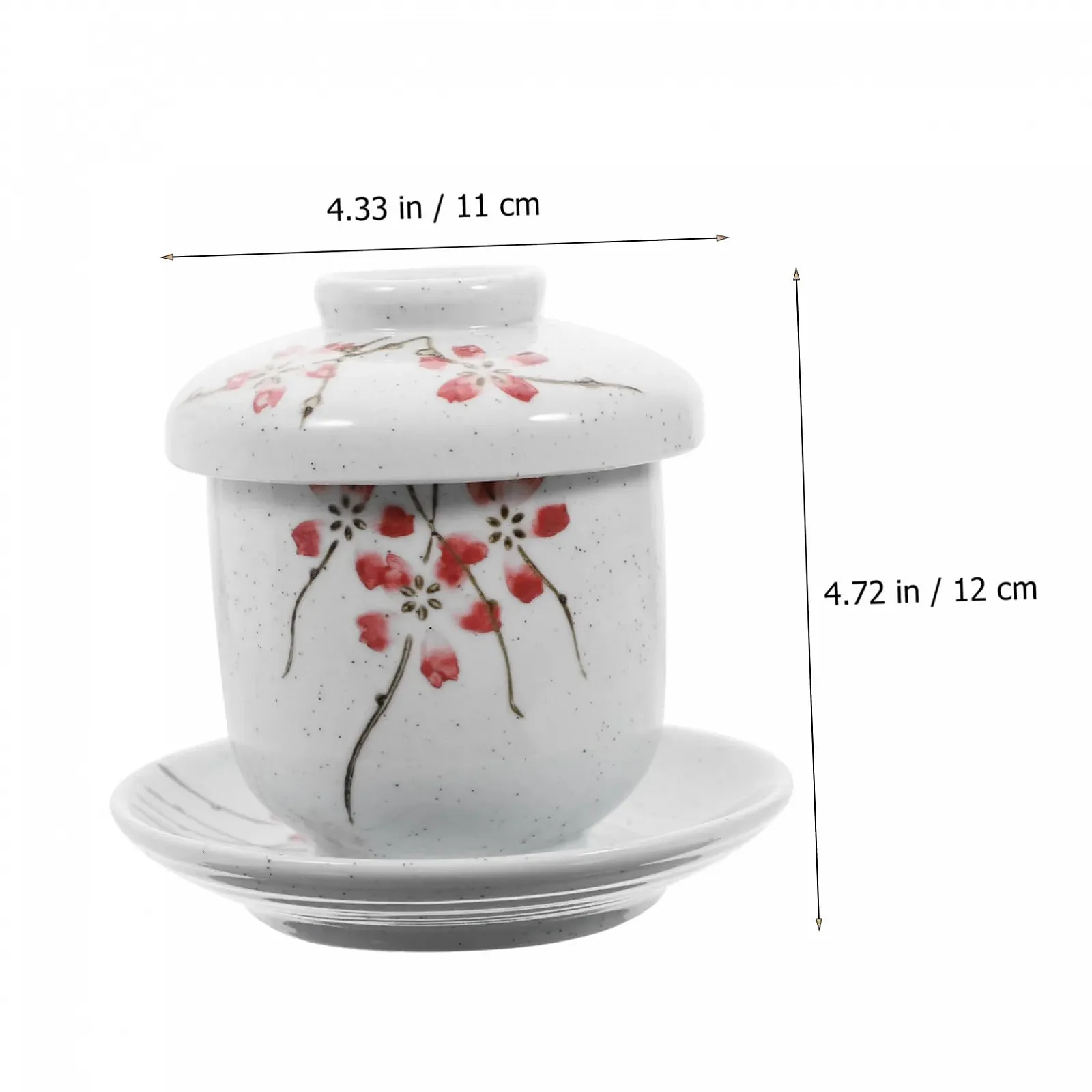 Чашка для тушения керамическая жаропрочная с крышкой и блюдцем японский стиль белая, фото №6