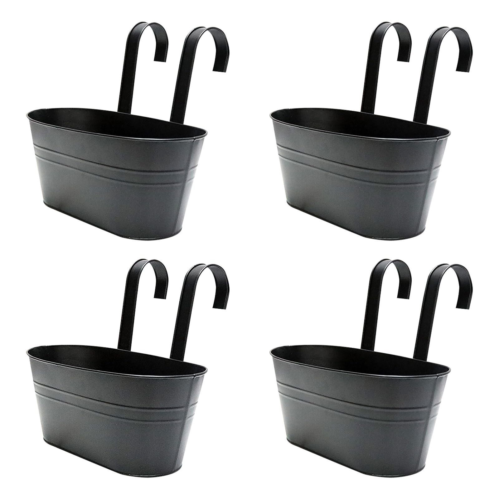 Набір підвісних квіткових горщиків (4 шт.) Метал З дренажним отвором та знімним гачком Чорний, фото №1 Набір підвісних квіткових горщиків (4 шт.) Метал З дренажним отвором та знімним гачком Чорний, фото №1