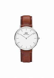 Жіночий Кварцовий Годинник Daniel Wellington St Andrews Silver з Білим Циферблатом, Аналоговим Дисплеєм та Коричневим Шкіряним Ремінцем 0607DW - Фото 1
