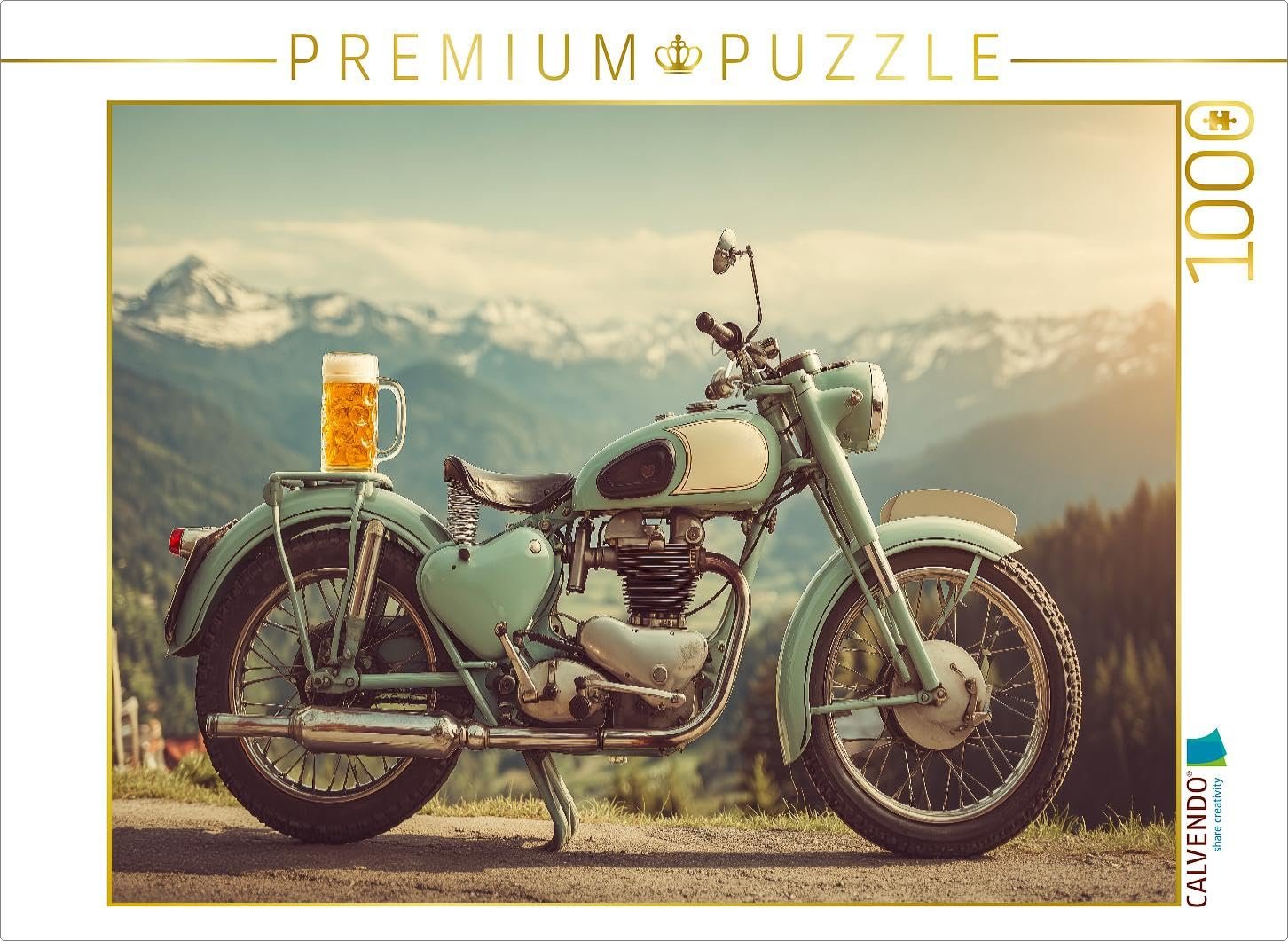 Пазл CALVENDO Classic Car Motorcycle with Beer Mug 1000 деталей 64 x 48 см, фото №1