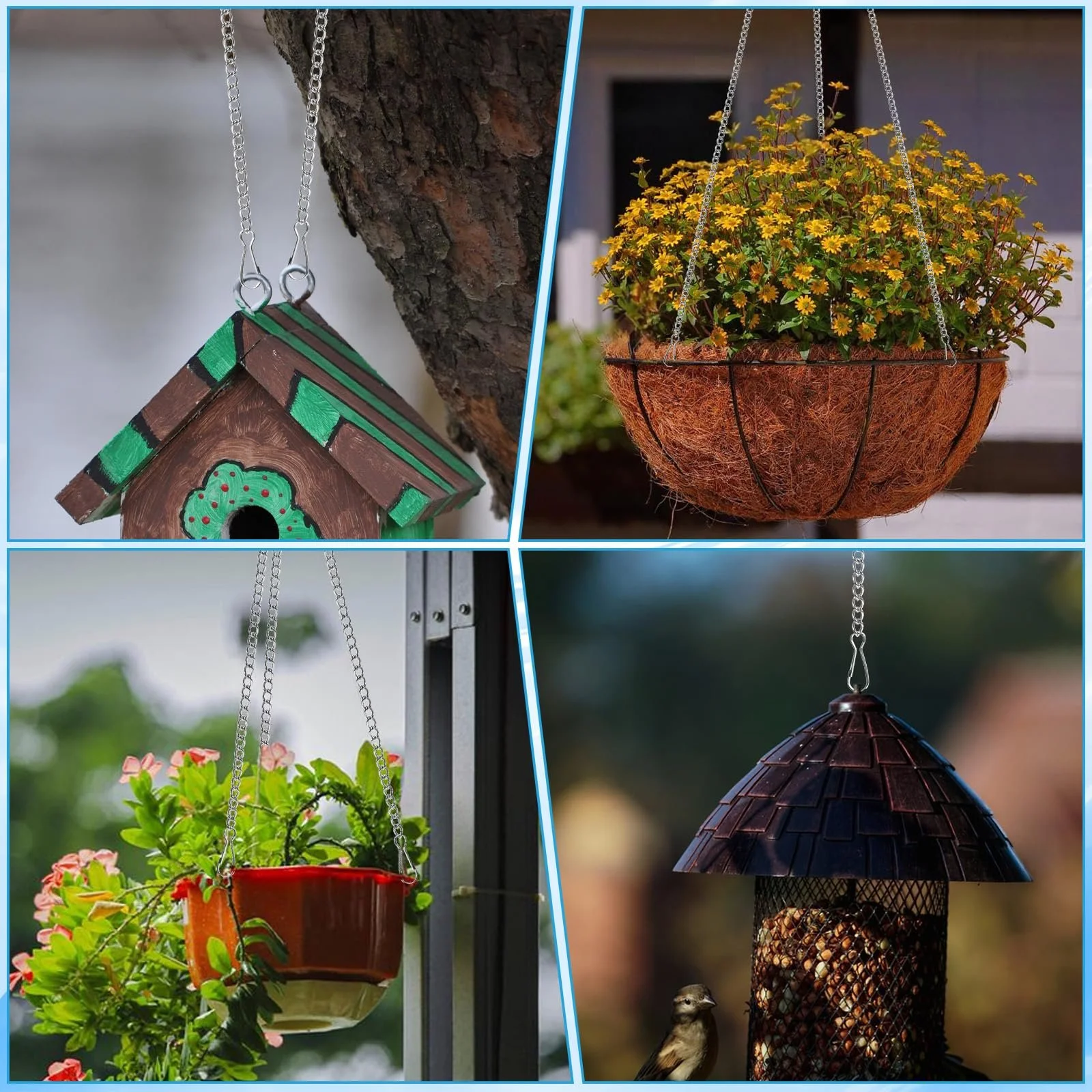 Ланцюги для підвісних кошиків 12 шт 54 см сріблясті, фото №7 Ланцюги для підвісних кошиків 12 шт 54 см сріблясті, фото №7