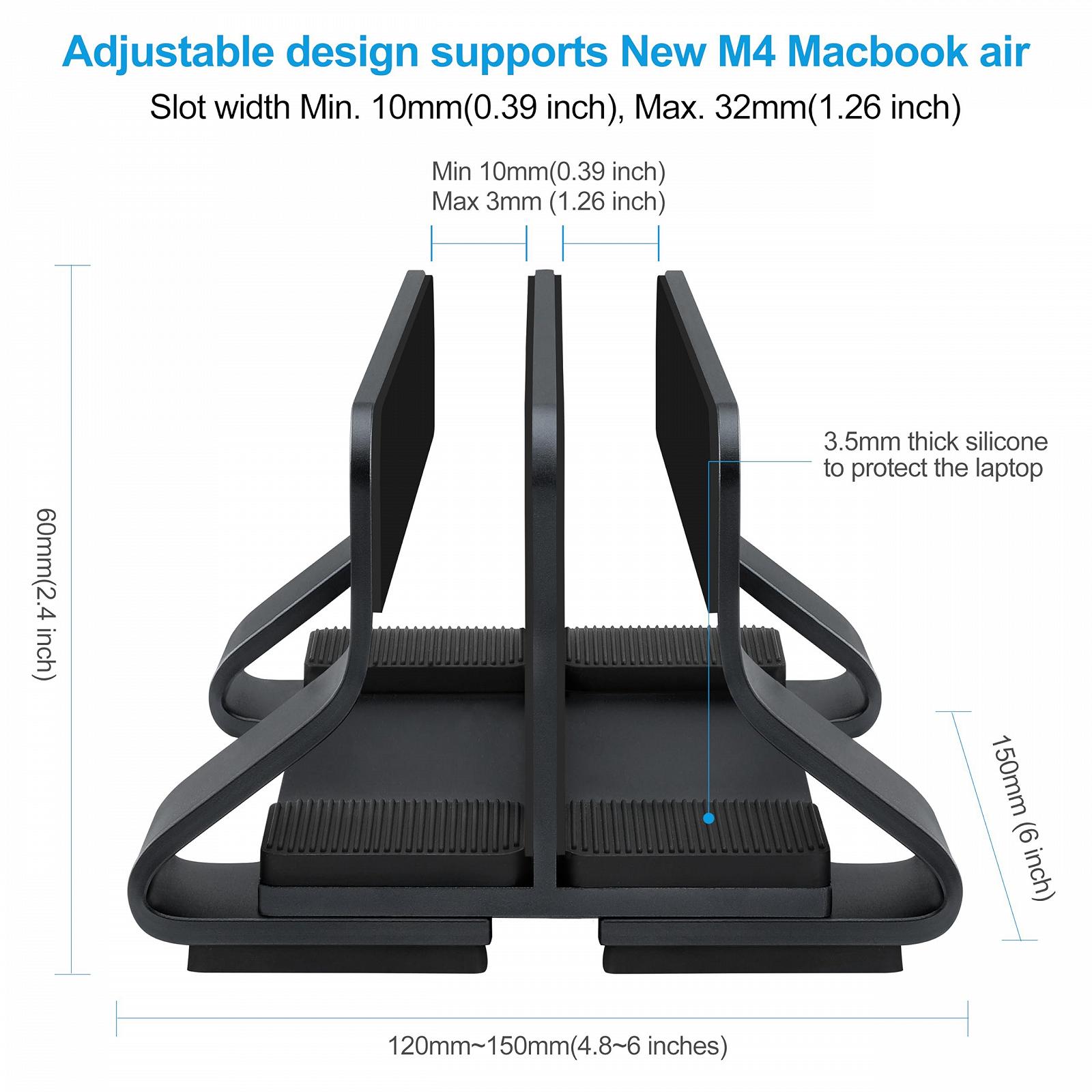 Підставка Вертикальна Подвійна Psitek Алюмінієва для ноутбука, регульована ширина слота 12-36 мм, фото №4