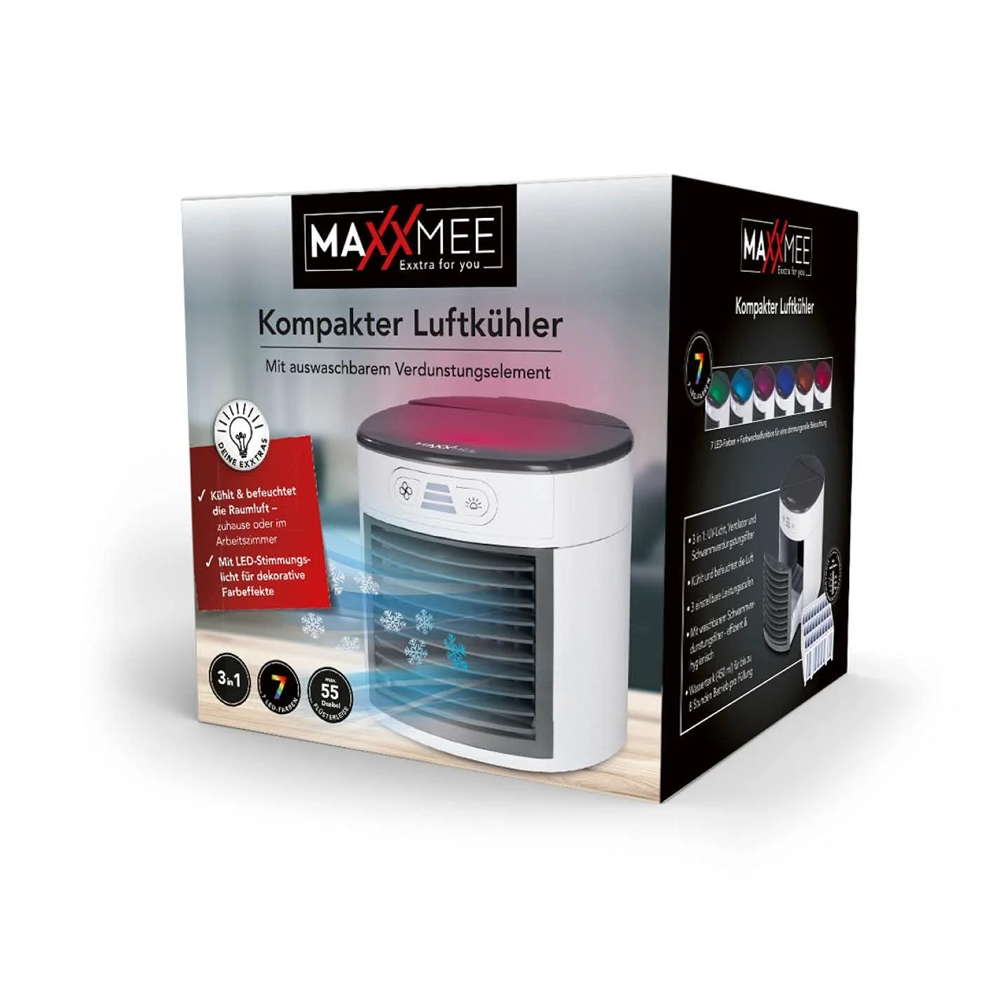 Компактный охладитель воздуха MAXXMEE 3 Power Levels UV Light 450 ml White/Grey, фото №7