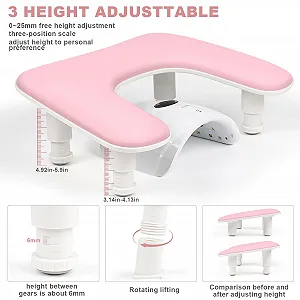 Подставка для рук U-образная Регулируемая по высоте для маникюра Розовая synthetic.ua - Фото 1
