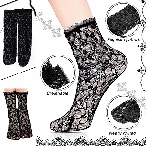 Шкарпетки SURALIN, 2 пари, з рюшами, мереживні, жіночі synthetic.ua - Фото 1