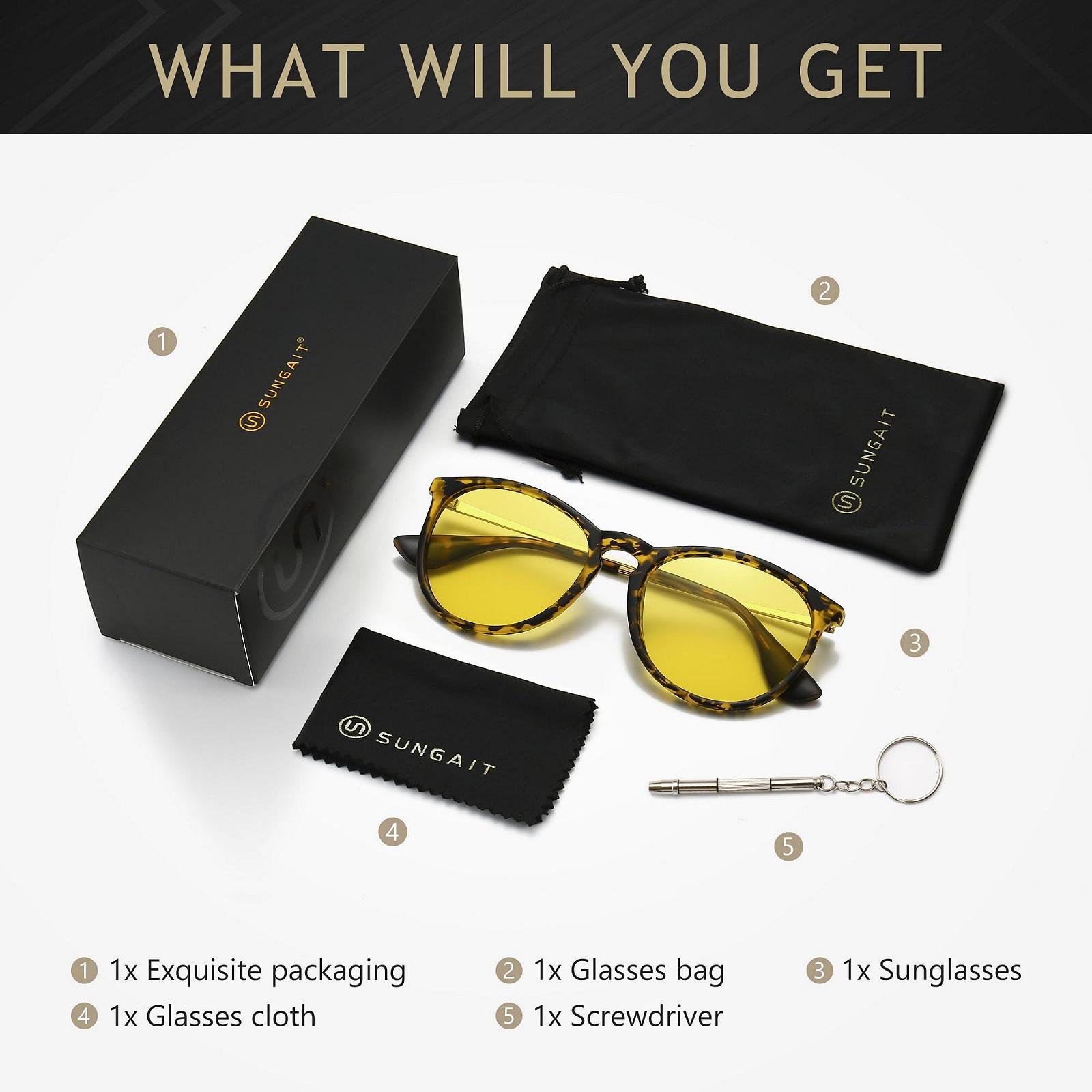 Сонцезахисні окуляри SUNGAIT круглі вінтажні жіночі SGT567HPKYESEU, оправа бурштинова (матова), фото №7